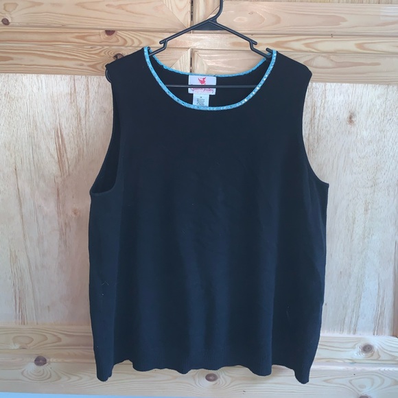 Quacker Factory black sleeves knit tank shirt size 1X - Picture 1 of 3
